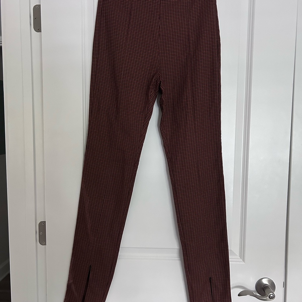 Zara Split Ankle Slim Checkered Dress Pants